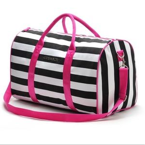 Victoria's Secret Pink Black & White Striped Bag